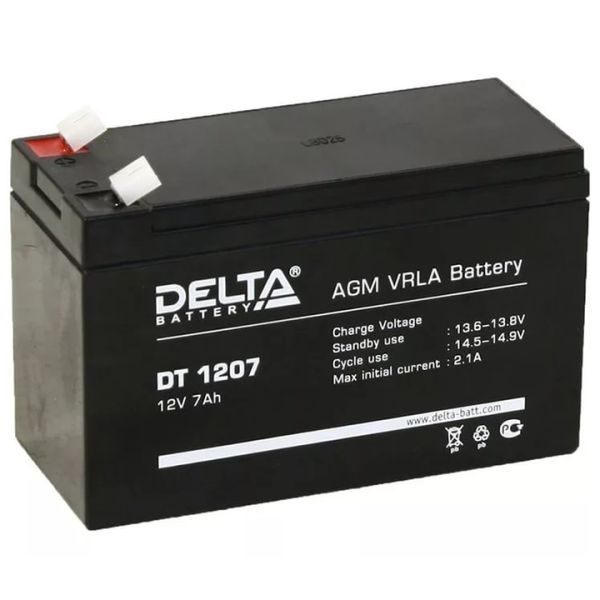 Аккумулятор для ИБП Delta Battery DT 1207 7А/ч-12V - EN2 прямая - 151x65x102 -