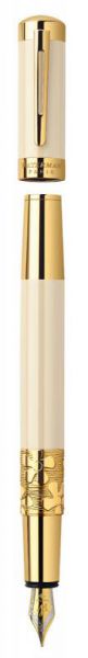 Ручка перьевая WATERMAN Elegance (S0891310) Ivory GT (F) чернила: синий латунь перо золото 18K позолота/гравировка